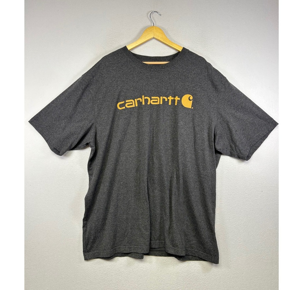 Workwear Carhartt Mens 2XL Charcoal Gray Loose Fit Graphic Logo T-Shirt TK0195-M